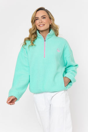 Carraig Donn Mint Teddy Fleece With Contrast Zip