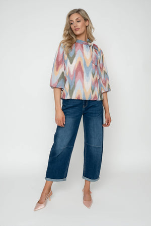 Carraig Donn Multi Print Bow Neck Blouse
