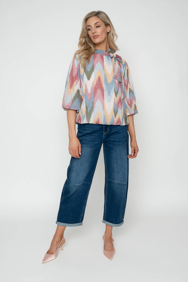 Carraig Donn Multi Print Bow Neck Blouse