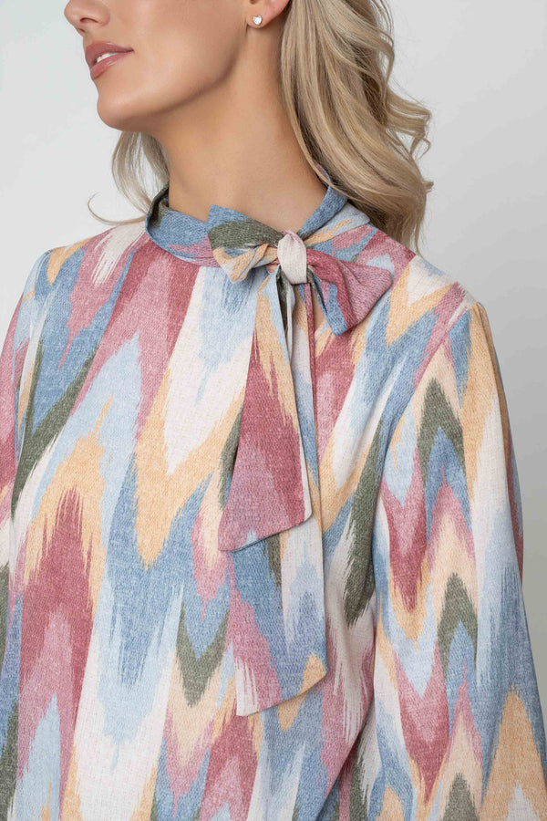 Carraig Donn Multi Print Bow Neck Blouse