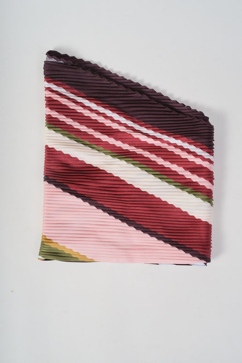 Multicolour Striped Pleated Lightweight Scarf
