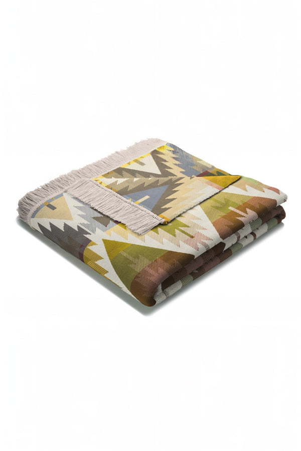 Carraig Donn Multicoloured Ikat Diamond Blanket With Fringes