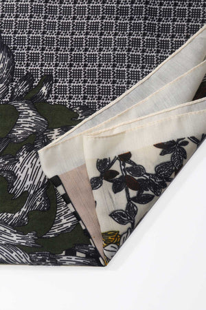 Carraig Donn Mustard & Khaki Floral Print Viscose Neckerchief Scarf