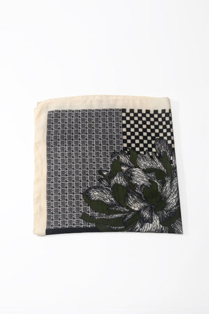 Carraig Donn Mustard & Khaki Floral Print Viscose Neckerchief Scarf