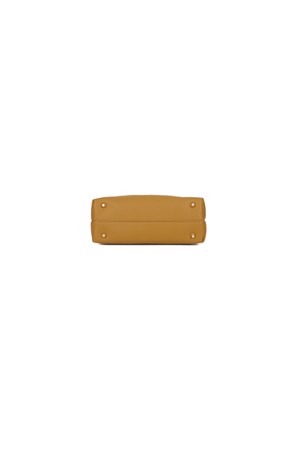 Carraig Donn Mustard Yellow Faux Leather & Suede Fluffy Charm Top Handle Bag