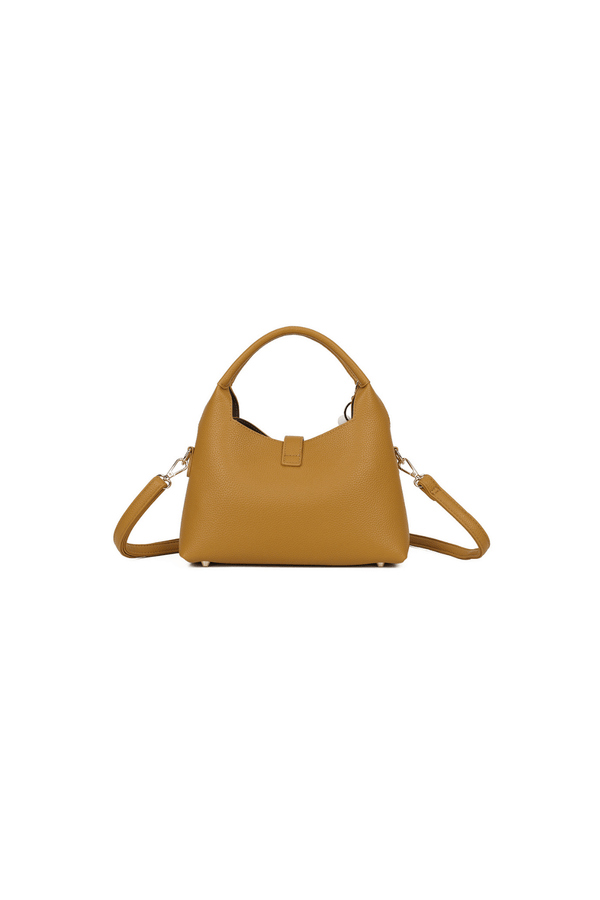 Carraig Donn Mustard Yellow Faux Leather & Suede Fluffy Charm Top Handle Bag