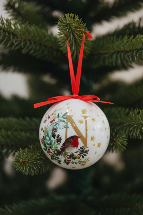 Carraig Donn N Christmas Robin Alphabet Tree Bauble