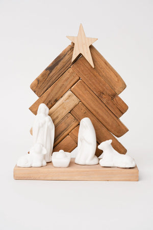 Carraig Donn Nativity Wooden Ceramic Christmas Decoration