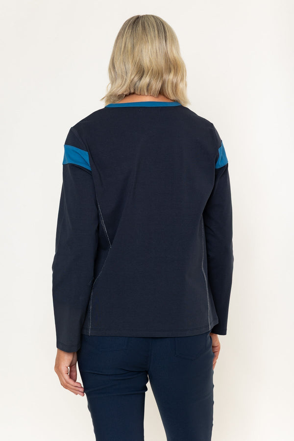 Carraig Donn Navy Animal Print Cotton Zip Up Jacket
