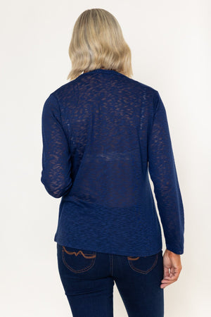 Carraig Donn Navy Applique Printed Long Sleeve Top