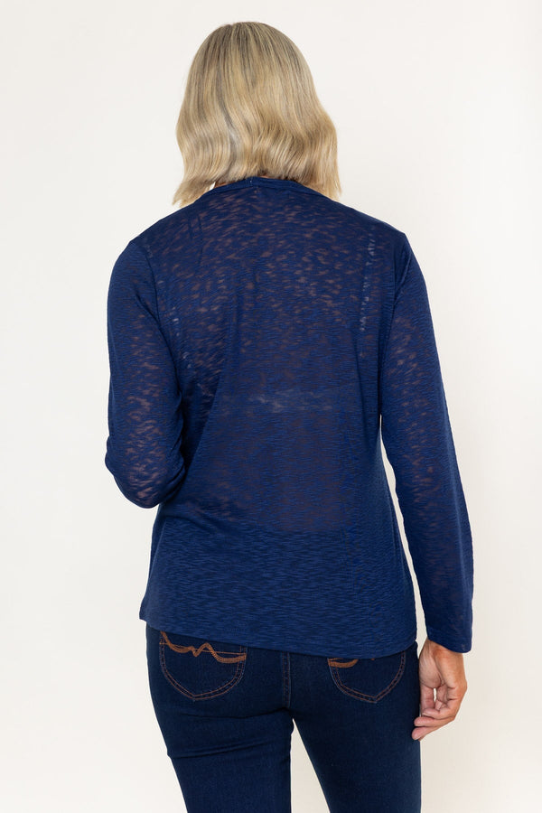 Carraig Donn Navy Applique Printed Long Sleeve Top
