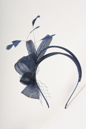 Carraig Donn Navy Bow & Feathers Fascinator Hairband
