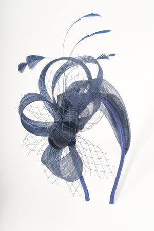 Carraig Donn Navy Bow & Feathers Fascinator Hairband