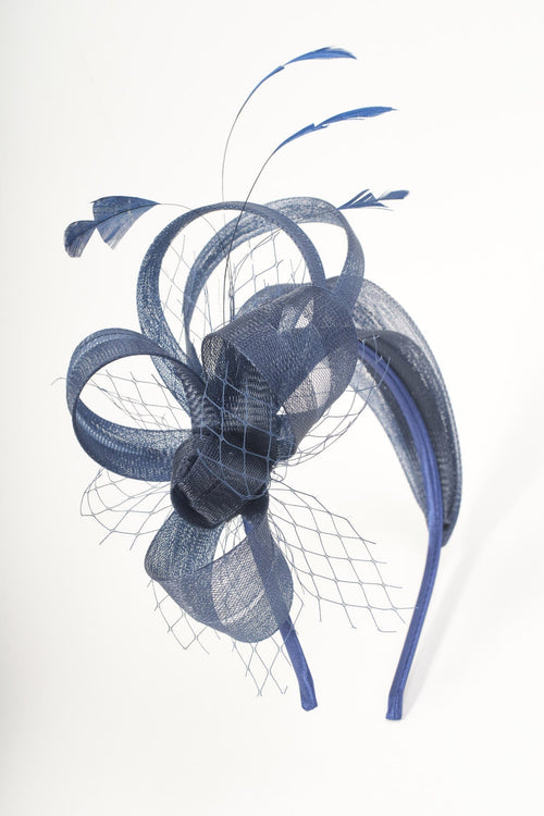 Carraig Donn Navy Bow & Feathers Fascinator Hairband