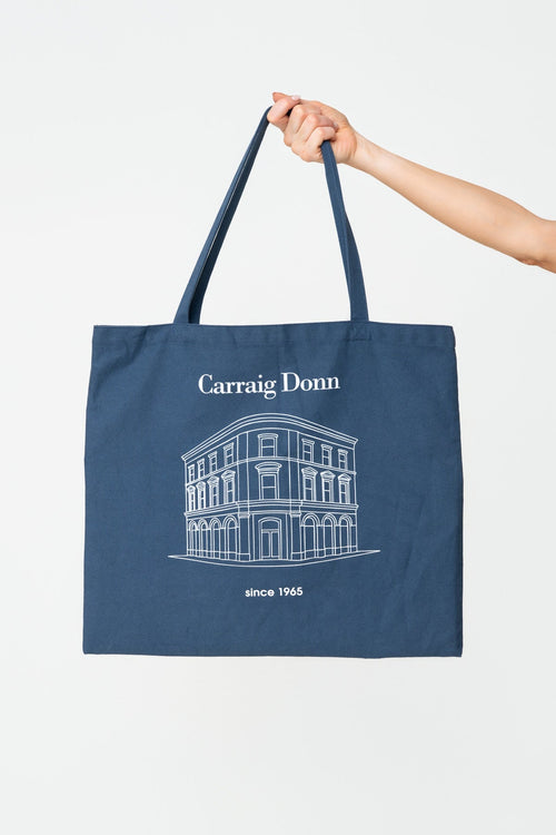 Navy Carraig Donn Store Print Canvas Tote