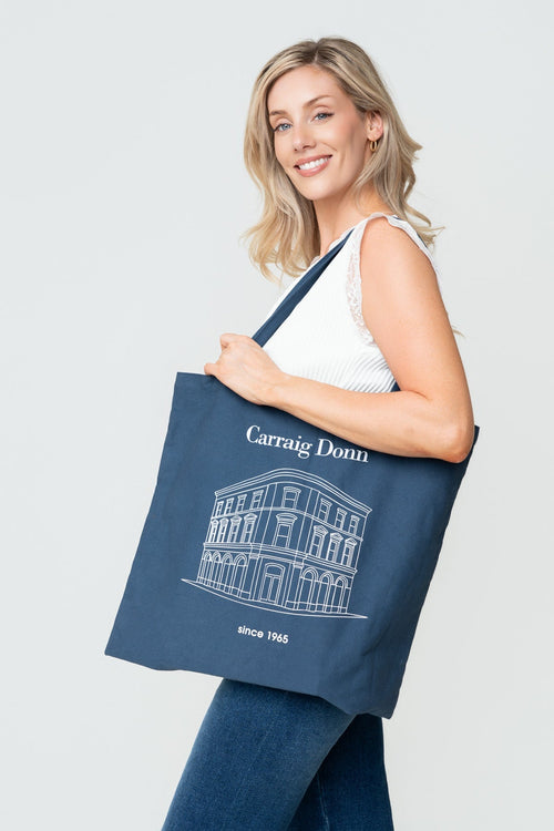 Carraig Donn Navy Carraig Donn Store Print Canvas Tote
