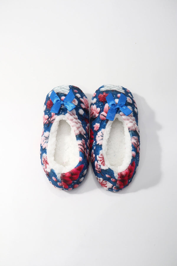 Carraig Donn Navy Christmas Tree Print Slipper Socks