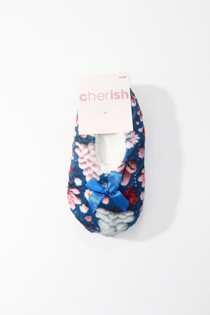Carraig Donn Navy Christmas Tree Print Slipper Socks