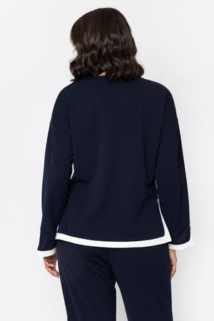 Carraig Donn Navy Contrast Trim Top