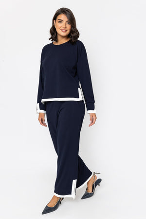 Carraig Donn Navy Contrast Trim Top