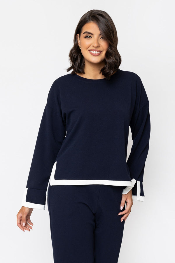 Carraig Donn Navy Contrast Trim Top
