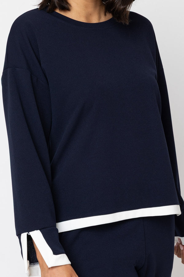 Carraig Donn Navy Contrast Trim Top