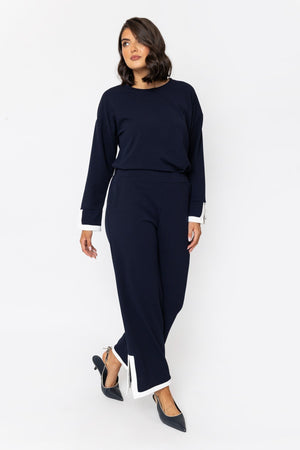 Carraig Donn Navy Contrast Trim Trousers