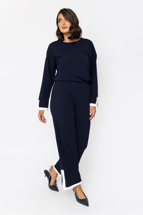 Carraig Donn Navy Contrast Trim Trousers