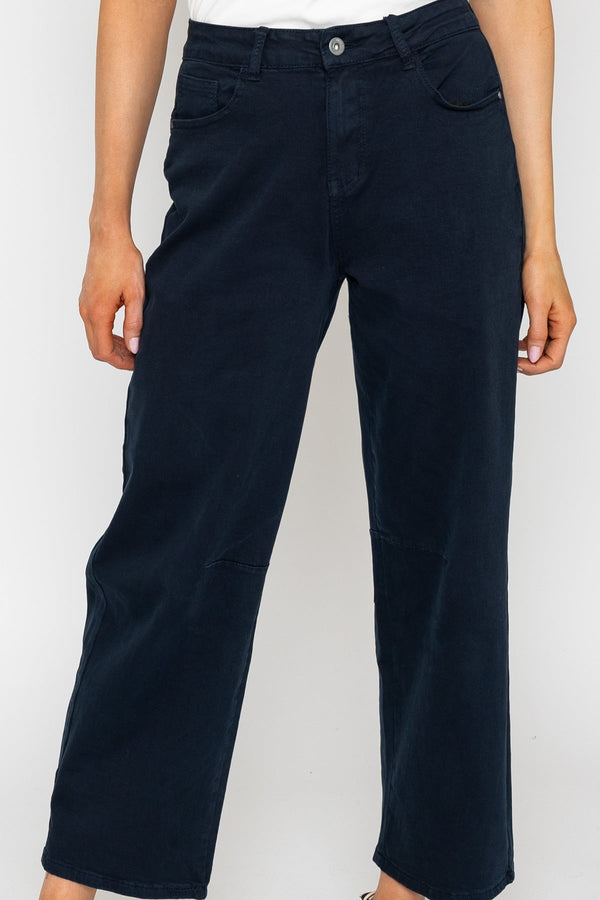 Carraig Donn Navy Cotton Barrel Leg Jeans