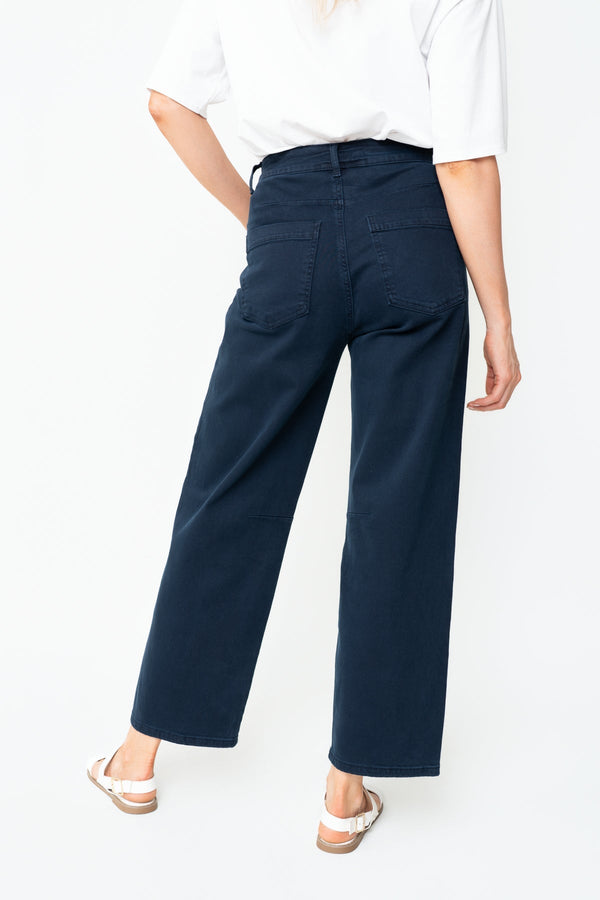 Carraig Donn Navy Cotton Barrel Leg Jeans