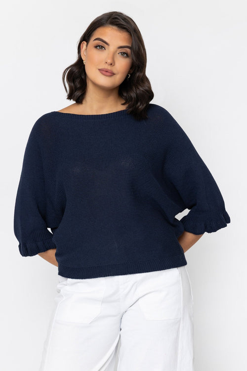 Navy Cotton Flower Back Knit Jumper
