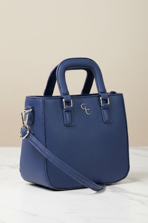 Carraig Donn Navy Faux Leather Shoulder Bag With Handles