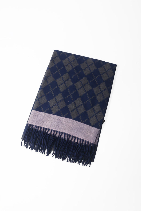 Carraig Donn Navy & Grey Argyle Print Scarf