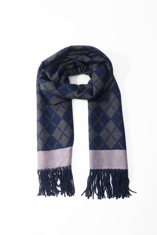 Carraig Donn Navy & Grey Argyle Print Scarf