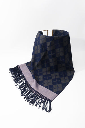 Carraig Donn Navy & Grey Argyle Print Scarf