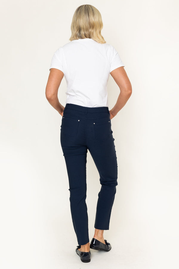Carraig Donn Navy High Waisted Full Length 5 Pocket Bengaline Pants