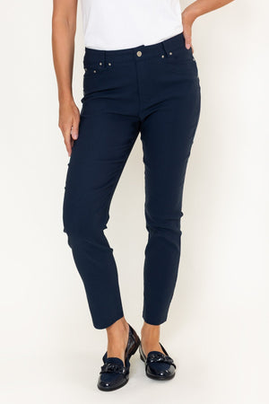 Carraig Donn Navy High Waisted Full Length 5 Pocket Bengaline Pants