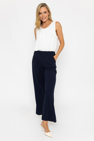 Carraig Donn Navy High Waisted Wide Leg Trousers