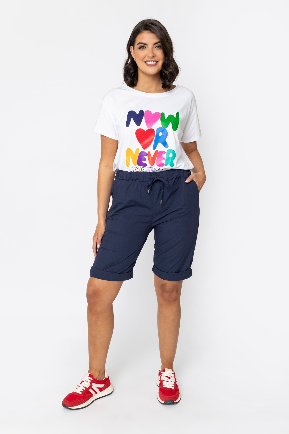 Navy Knee Length Drawstring City Shorts