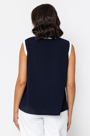 Carraig Donn Navy Lace Detail Sleeveless Top