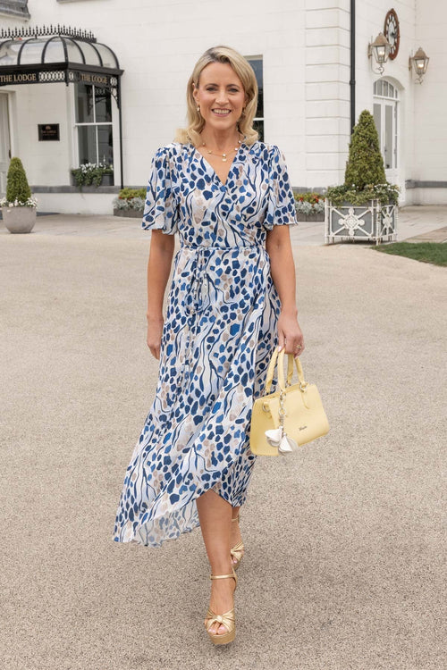 Navy Midi Wrap Dress