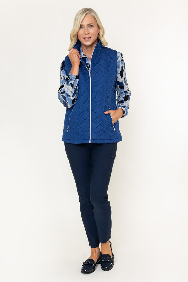 Carraig Donn Navy Padded Quilted High Neck Zip Pocket Gilet