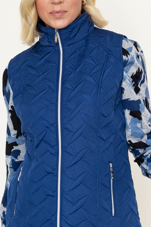 Carraig Donn Navy Padded Quilted High Neck Zip Pocket Gilet