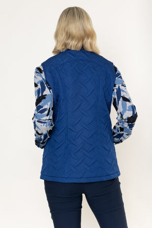 Carraig Donn Navy Padded Quilted High Neck Zip Pocket Gilet