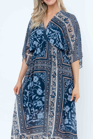 Carraig Donn Navy Print Empire Waist Midi Dress