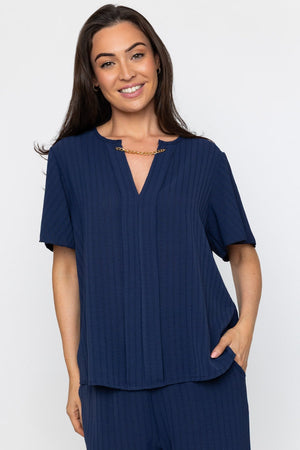 Carraig Donn Navy Short Sleeve Maria Top