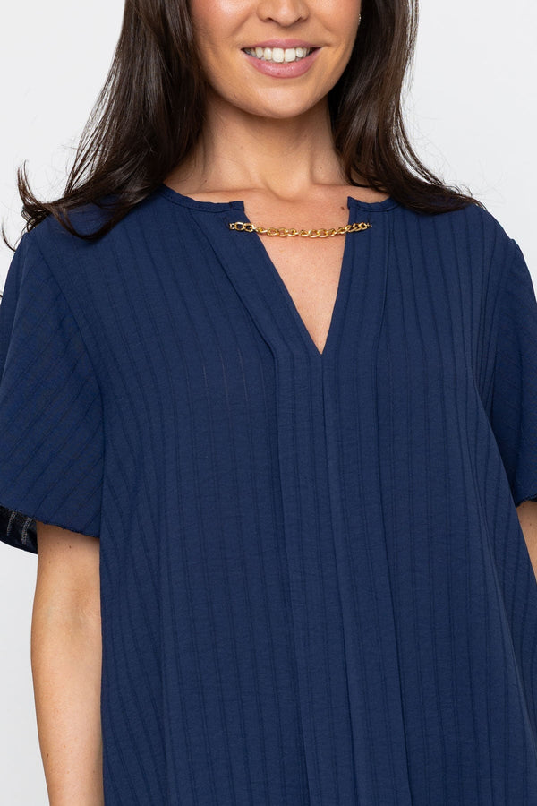 Carraig Donn Navy Short Sleeve Maria Top