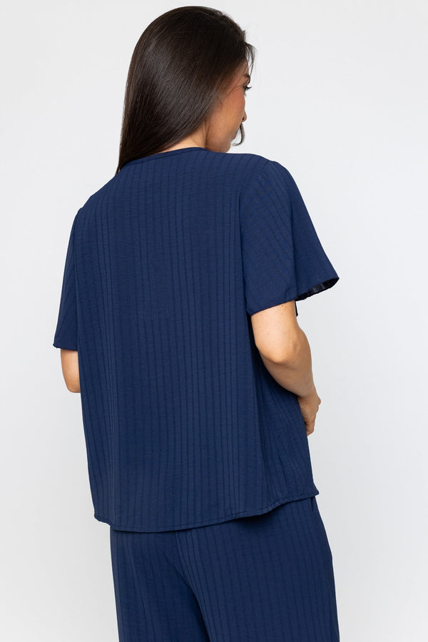 Carraig Donn Navy Short Sleeve Maria Top