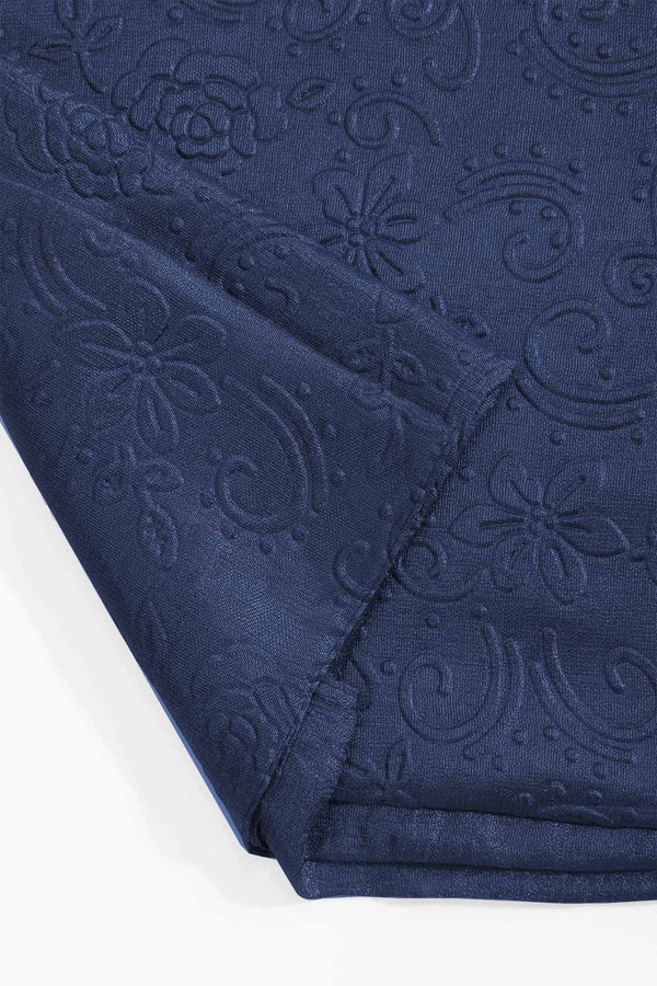 Carraig Donn Navy Silk Touch Floral Embossed Scarf