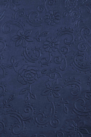 Carraig Donn Navy Silk Touch Floral Embossed Scarf